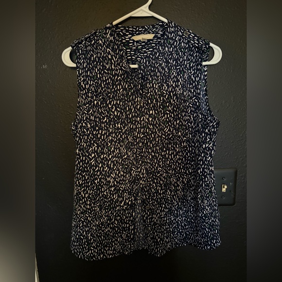 Banana Republic Navy and White Patterned Blouse - Picture 1 of 8